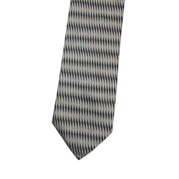 Bergamo New York Men’s Silk Tie Gray Geometric 61 inch Designer Wide Tie New - Picture 1 of 4